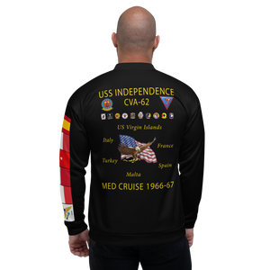 USS Independence (CVA-62) 1966-67 FP Cruise Jacket - Black – back view, white