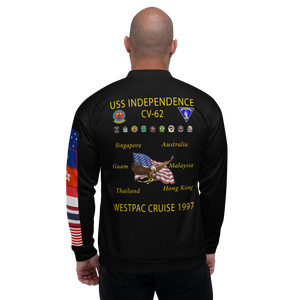 USS Independence (CV-62) 1997 FP Cruise Jacket - Black – back view, white