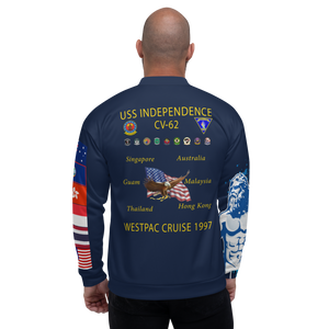 USS Independence (CV-62) 1997 FP Cruise Jacket - Shellback – back view, white