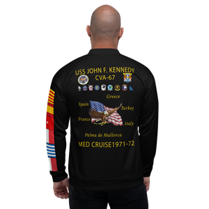 USS John F. Kennedy (CVA-67) 1971-72 FP Cruise Jacket - Black – back view, white