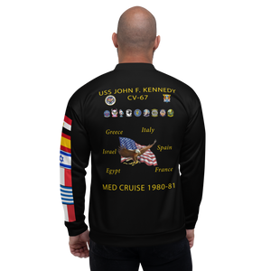 USS John F. Kennedy (CV-67) 1980-81 FP Cruise Jacket - Black – back view, white