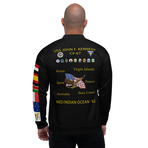 USS John F. Kennedy (CV-67) 1982 FP Cruise Jacket - Black – back view, white