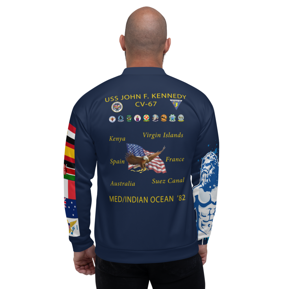 USS John F. Kennedy (CV-67) 1982 FP Cruise Jacket - Shellback – back view, white