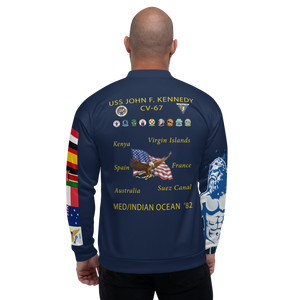 USS John F. Kennedy (CV-67) 1982 FP Cruise Jacket - Shellback – back view, white