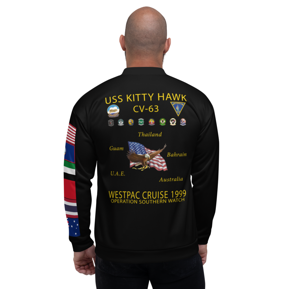 USS Kitty Hawk (CV-63) 1999 FP Cruise Jacket - Black – back view, white