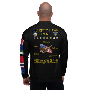USS Kitty Hawk (CV-63) 1999 FP Cruise Jacket - Black – back view, white