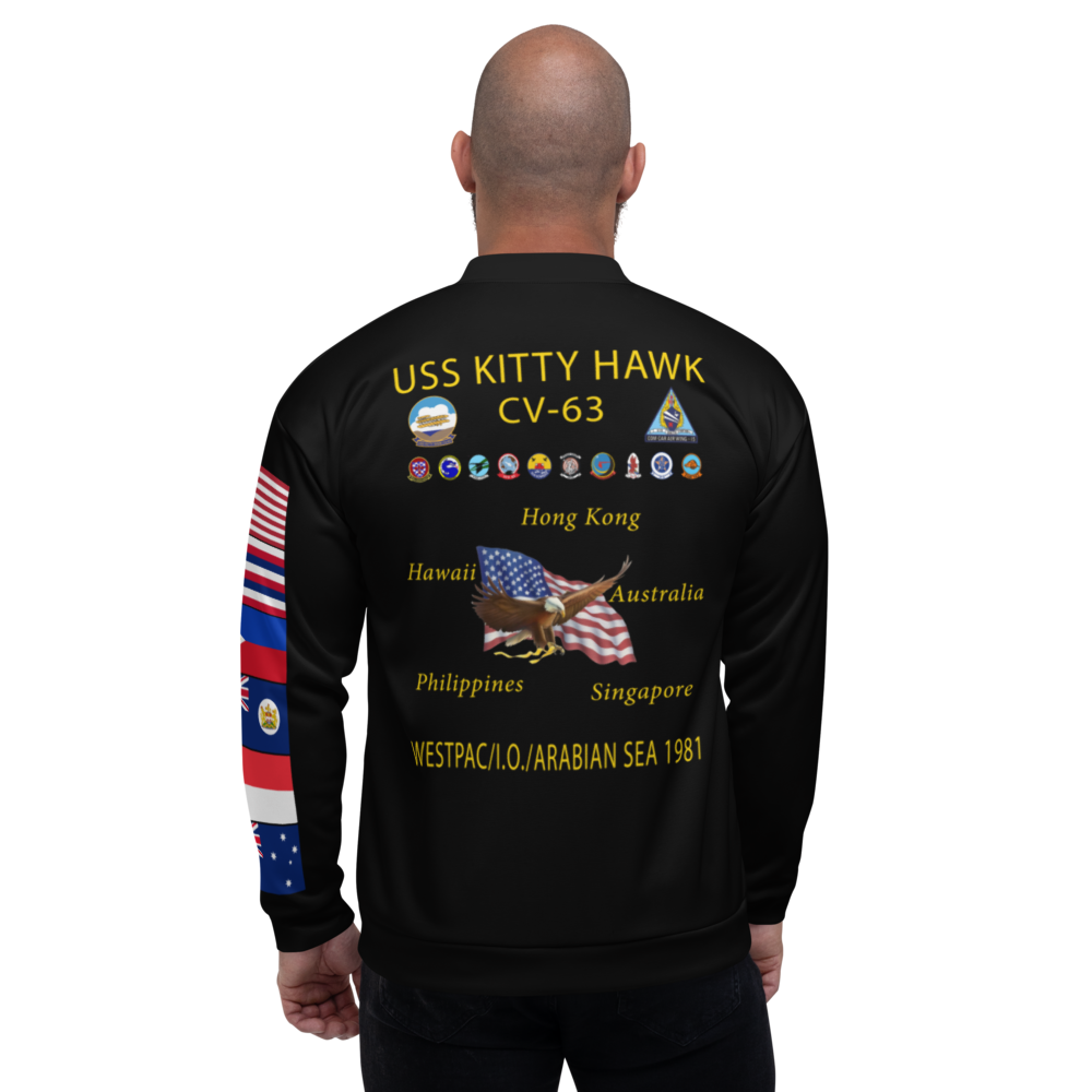 USS Kitty Hawk (CV-63) 1981 FP Cruise Jacket – back view, white