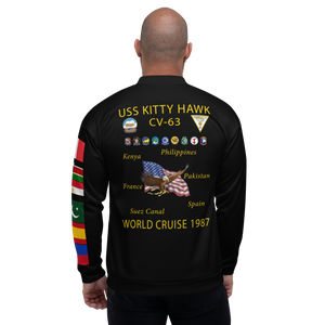 USS Kitty Hawk (CV-63) 1987 FP Cruise Jacket - Black – back view, white