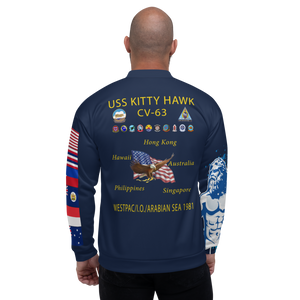 USS Kitty Hawk (CV-63) 1981 Cruise Jacket - Shellback – back view, white