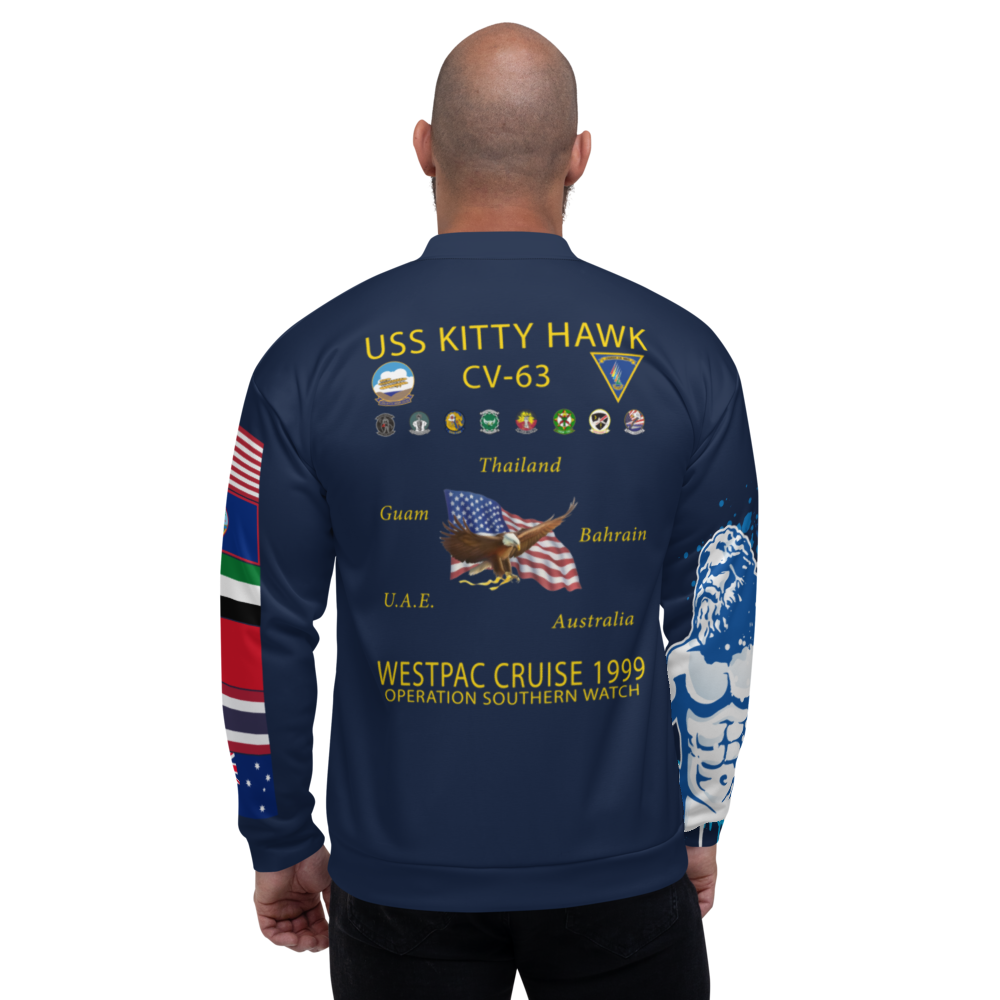 USS Kitty Hawk (CV-63) 1999 FP Cruise Jacket - Shellback – back view, white