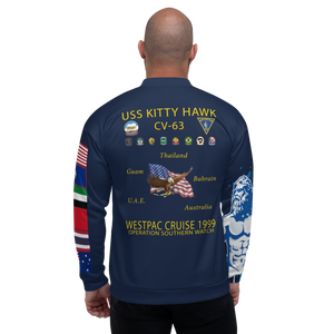 USS Kitty Hawk (CV-63) 1999 FP Cruise Jacket - Shellback – back view, white