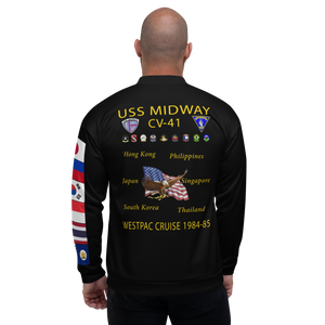 USS Midway (CV-41) 1984-85 FP Cruise Jacket - Black – back view, white