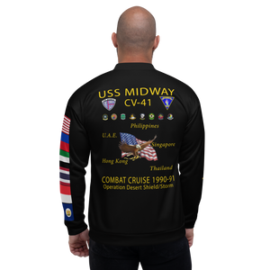 USS Midway (CV-41) 1990-91 FP Cruise Jacket - Black – back view, white