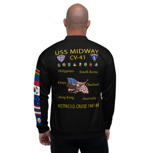 USS Midway (CV-41) 1987-88 FP Cruise Jacket - Black – back view, white