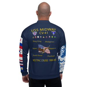 USS Midway (CV-41) 1984-85 FP Cruise Jacket - Shellback – back view, white