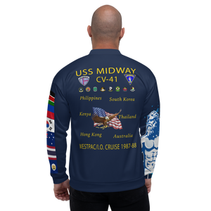 USS Midway (CV-41) 1987-88 FP Cruise Jacket - Shellback – back view, white