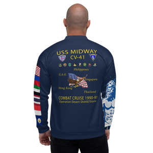 USS Midway (CV-41) 1990-91 FP Cruise Jacket - Shellback – back view, white