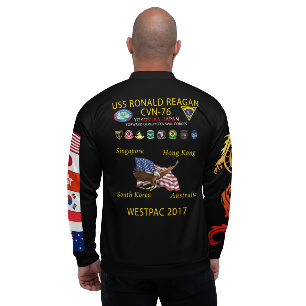 USS Ronald Reagan (CVN-76) 2017 FP Cruise Jacket - WestPac – back view, white
