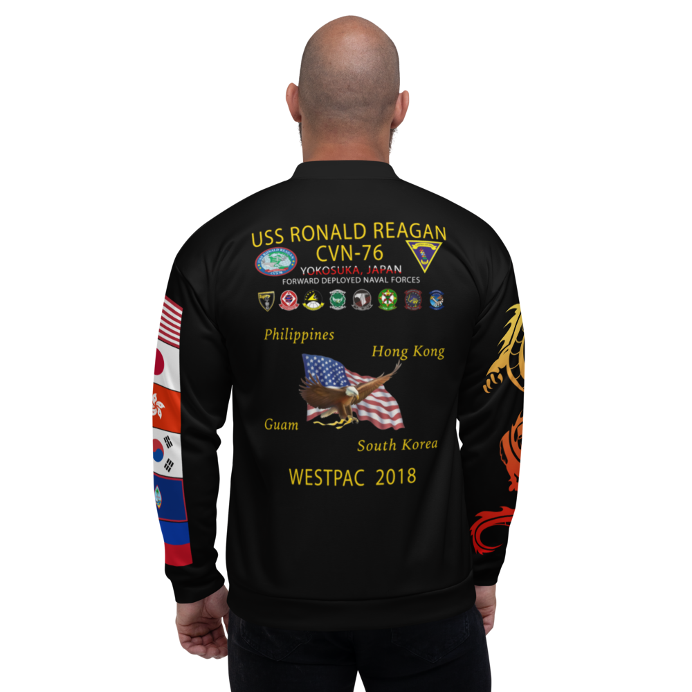 USS Ronald Reagan (CVN-76) 2018 FP Cruise Jacket - WestPac – back view, white