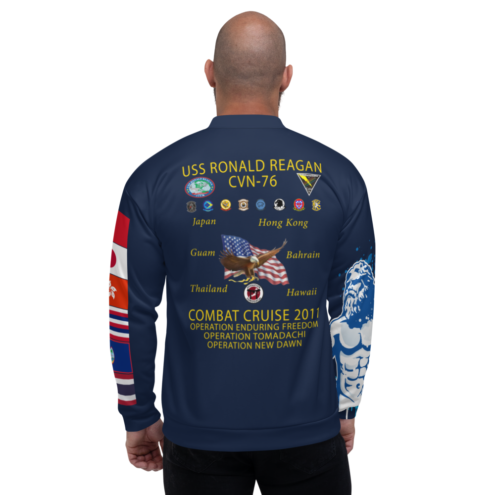 USS Ronald Reagan (CVN-76) 2011 FP Cruise Jacket - Shellback – back view, white