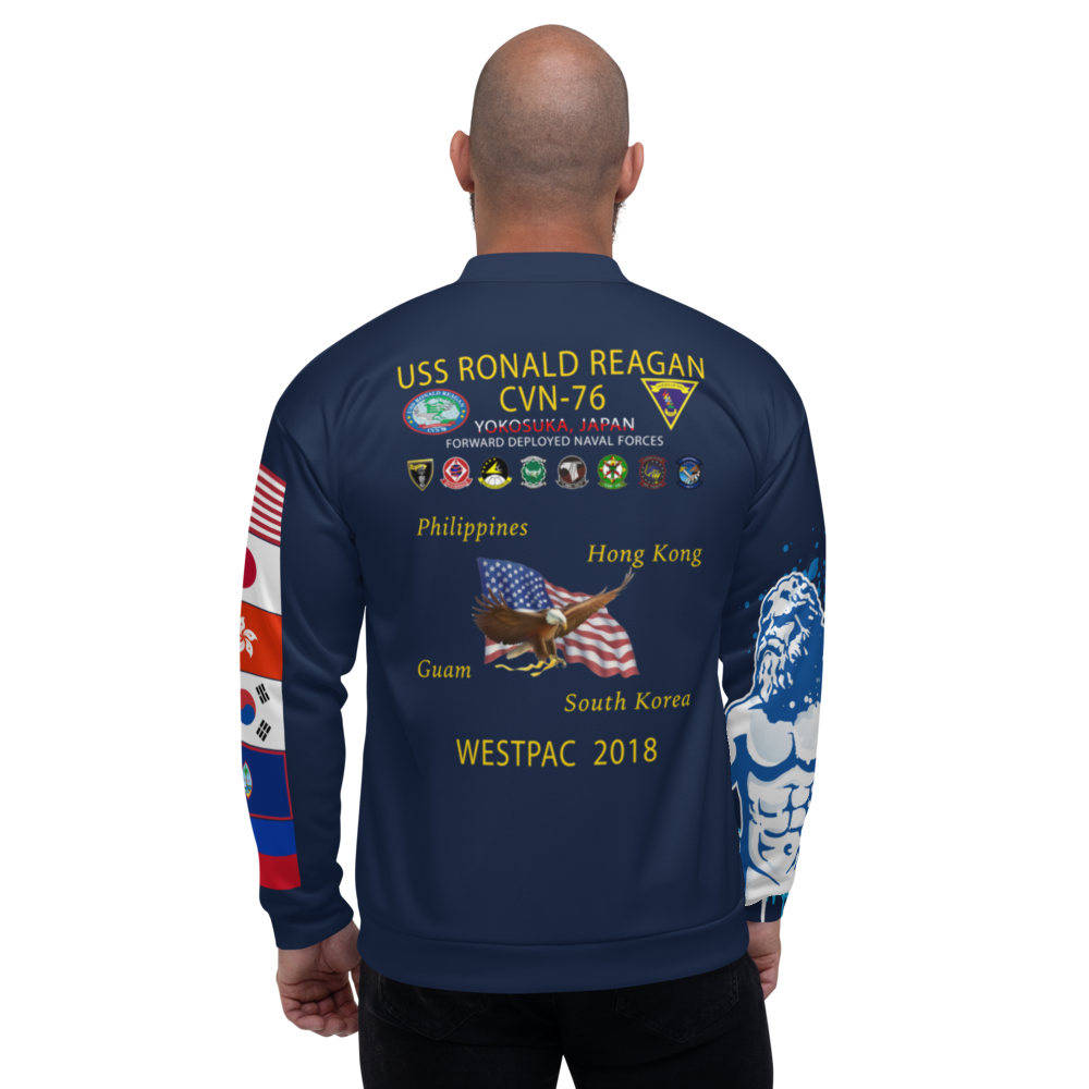 USS Ronald Reagan (CVN-76) 2018 FP Cruise Jacket - Shellback – back view, white