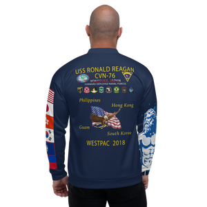 USS Ronald Reagan (CVN-76) 2018 FP Cruise Jacket - Shellback – back view, white