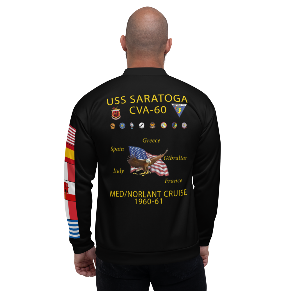 USS Saratoga (CVA-60) 1960-61 FP Cruise Jacket - Black – back view, white