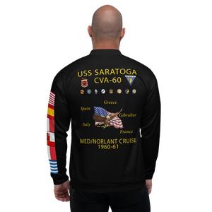 USS Saratoga (CVA-60) 1960-61 FP Cruise Jacket - Black – back view, white
