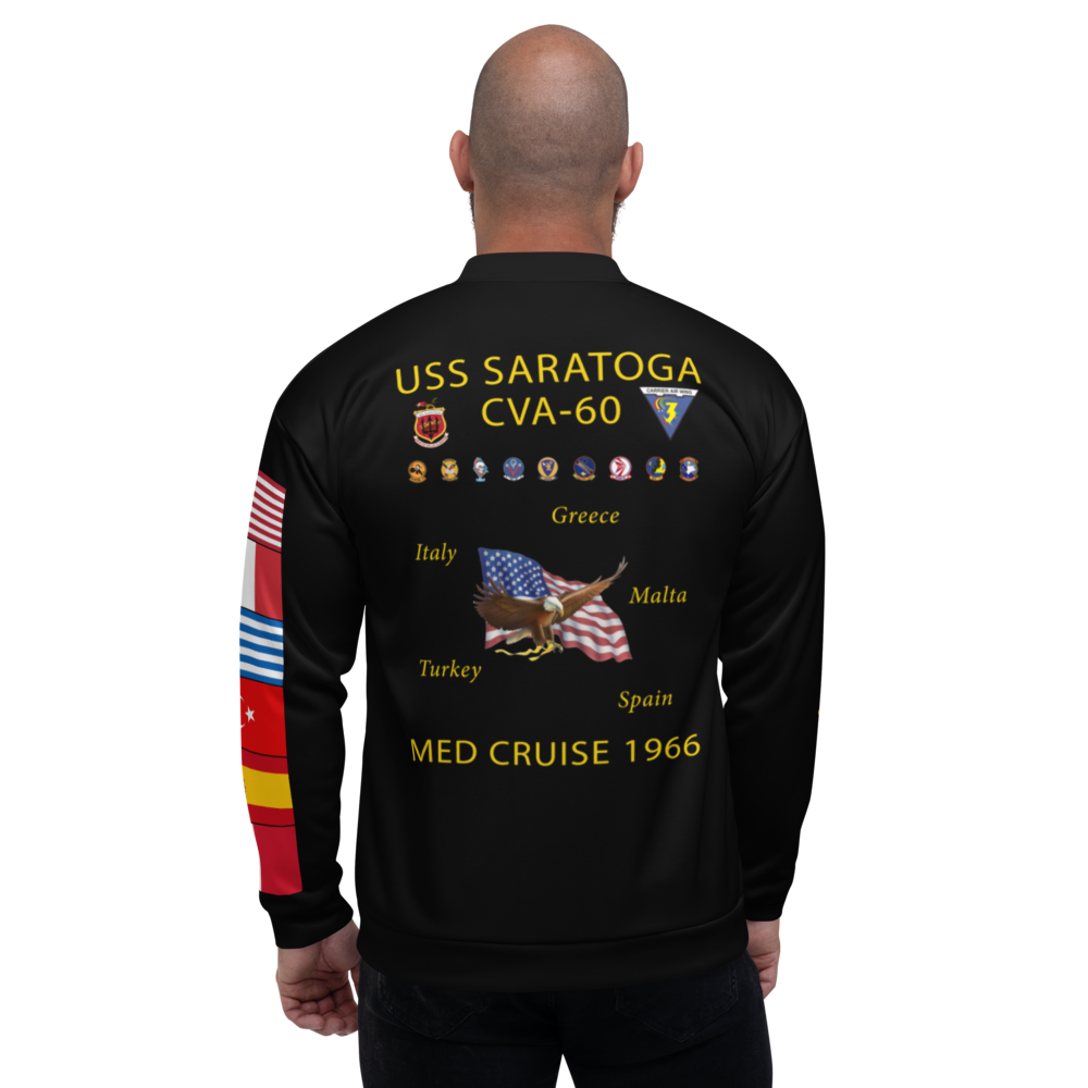 USS Saratoga (CVA-60) 1966 FP Cruise Jacket - Black – back view, white