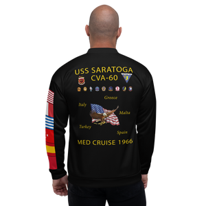 USS Saratoga (CVA-60) 1966 FP Cruise Jacket - Black – back view, white