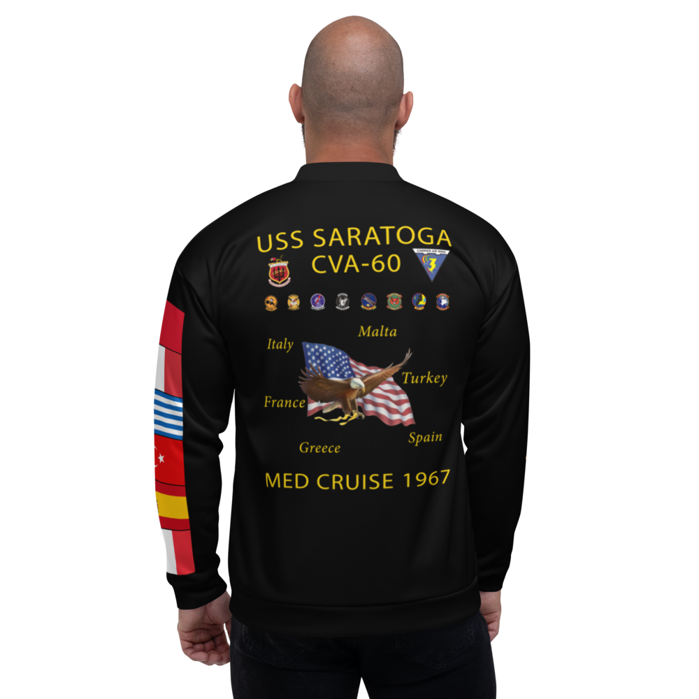 USS Saratoga (CVA-60) 1967 FP Cruise Jacket - Black – back view, white