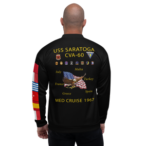 USS Saratoga (CVA-60) 1967 FP Cruise Jacket - Black – back view, white