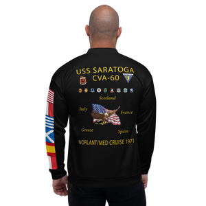 USS Saratoga (CVA-60) 1971 FP Cruise Jacket - Black – back view, white