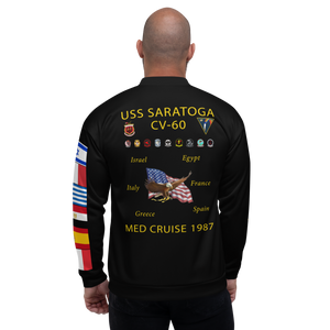 USS Saratoga (CV-60) 1987 FP Cruise Jacket - Black – back view, white