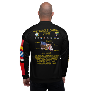 USS Theodore Roosevelt (CVN-71) 1999 FP Cruise Jacket - Black – back view, white