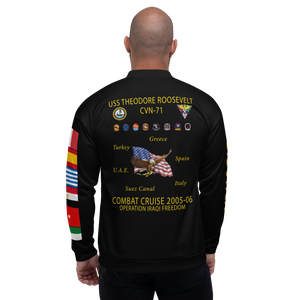 USS Theodore Roosevelt (CVN-71) 2005-06 FP Cruise Jacket - Black – back view, white