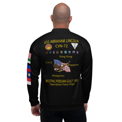 USS Abraham Lincoln (CVN-72) 1991 FP Cruise Jacket – back view, white