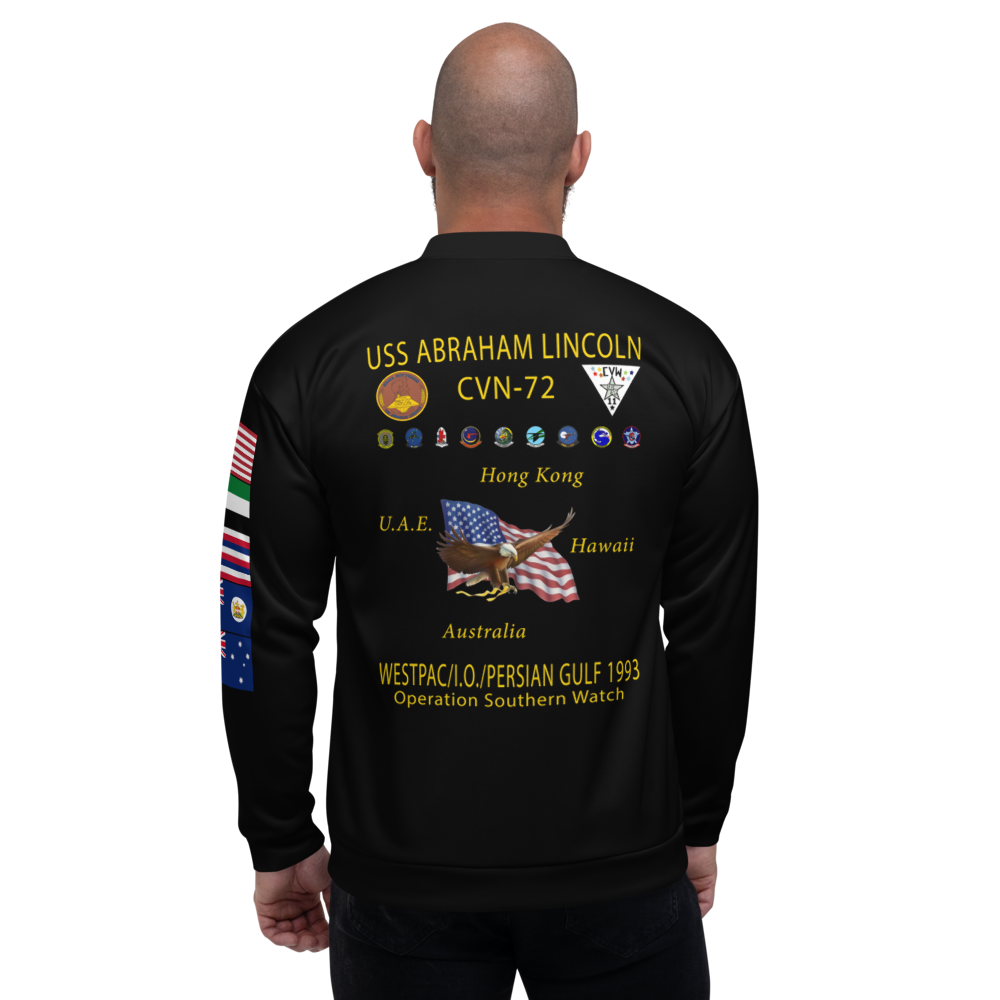 USS Abraham Lincoln (CVN-72) 1993 FP Cruise Jacket – back view, white