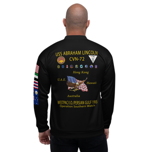 USS Abraham Lincoln (CVN-72) 1993 FP Cruise Jacket – back view, white