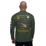 USS Abraham Lincoln (CVN-72) 1993 FP Cruise Jacket - Green – back view, white