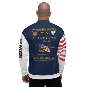 USS Abraham Lincoln (CVN-72) 1995 FP Cruise Jacket - All American – back view, white