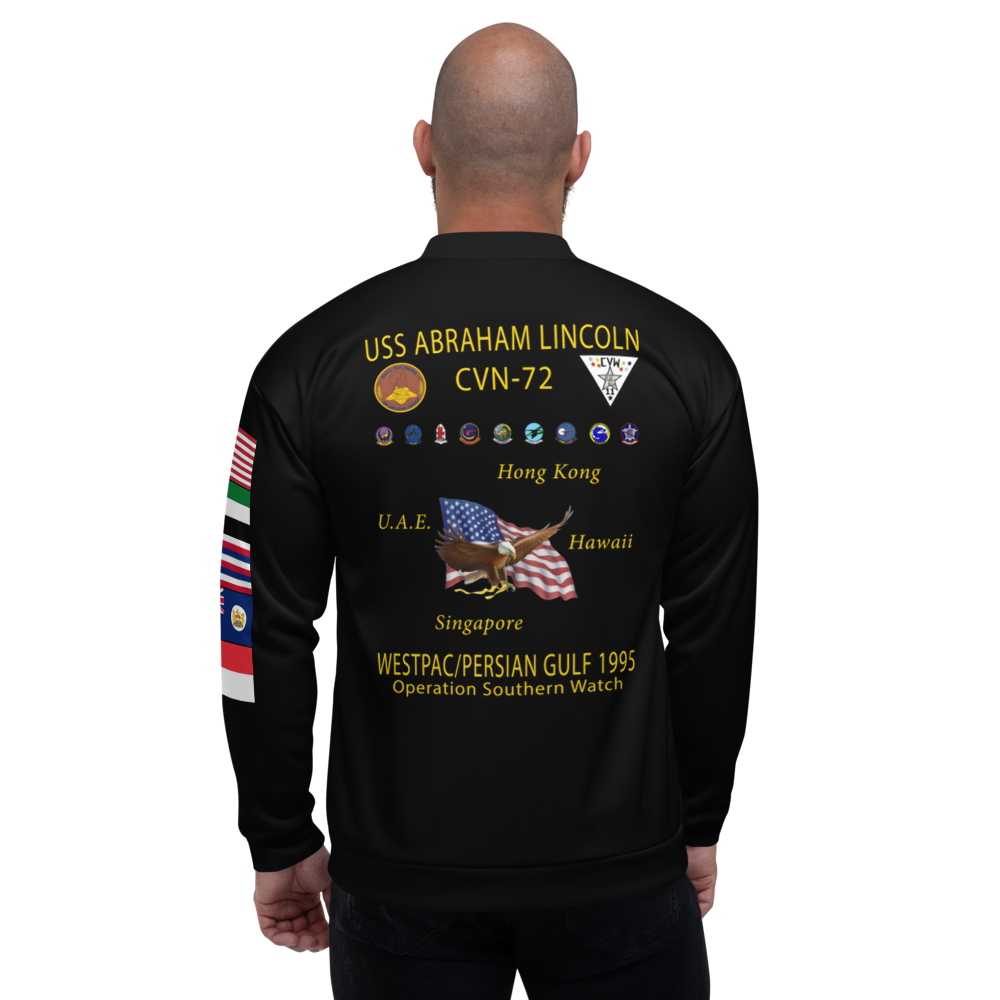 USS Abraham Lincoln (CVN-72) 1995 FP Cruise Jacket – back view, white