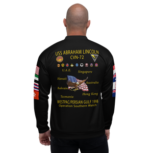 USS Abraham Lincoln (CVN-72) 1998 FP Cruise Jacket – back view, white