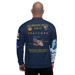 USS Abraham Lincoln (CVN-72) 2000-01 FP Cruise Jacket - Shellback – back view, white