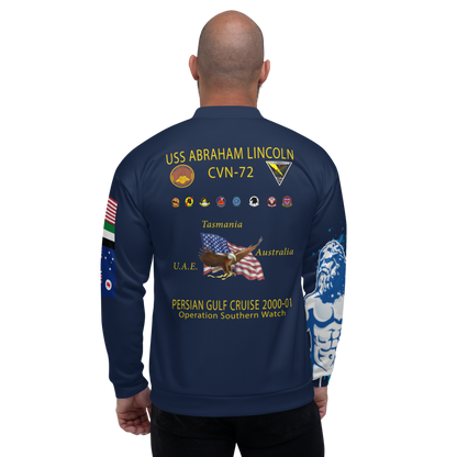 USS Abraham Lincoln (CVN-72) 2000-01 FP Cruise Jacket - Shellback – back view, white