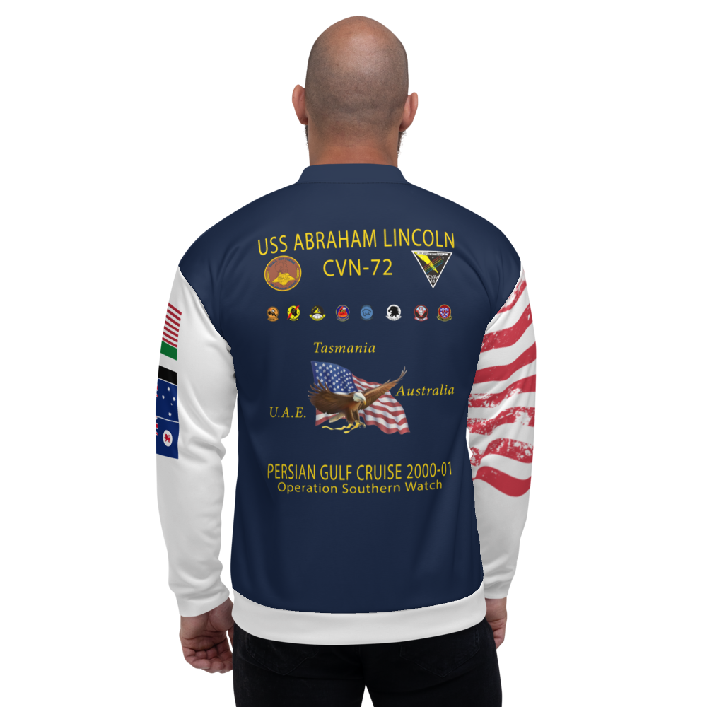 USS Abraham Lincoln (CVN-72) 2000-01 FP Cruise Jacket - All American – back view, white