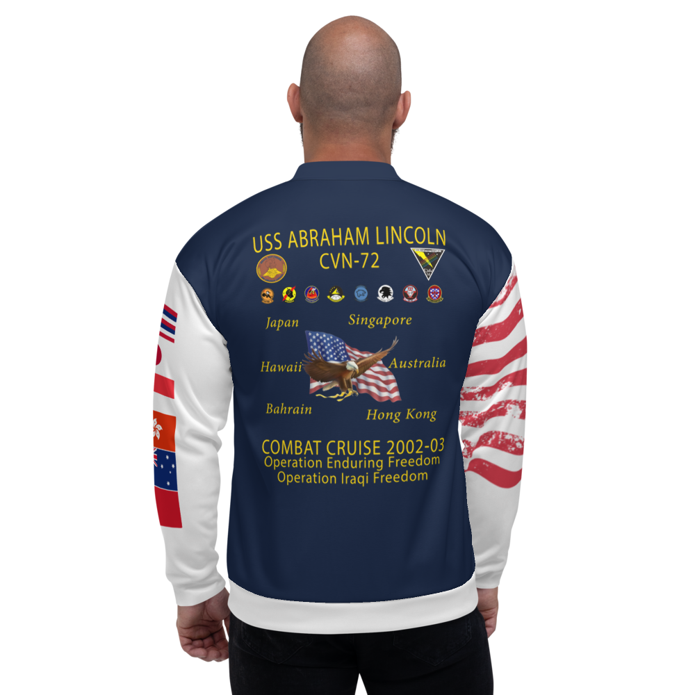 USS Abraham Lincoln (CVN-72) 2002-03 FP Cruise Jacket - All American – back view, white