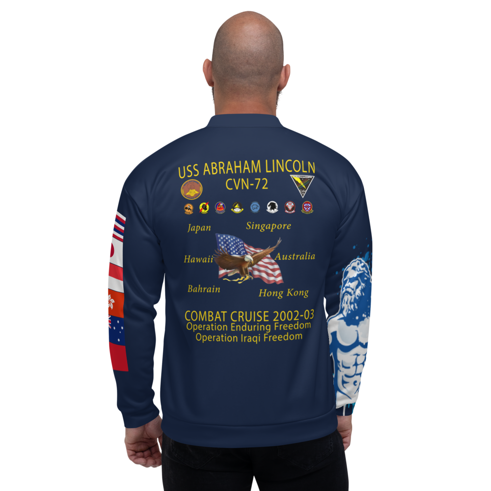 USS Abraham Lincoln (CVN-72) 2002-03 FP Cruise Jacket - Shellback – back view, white