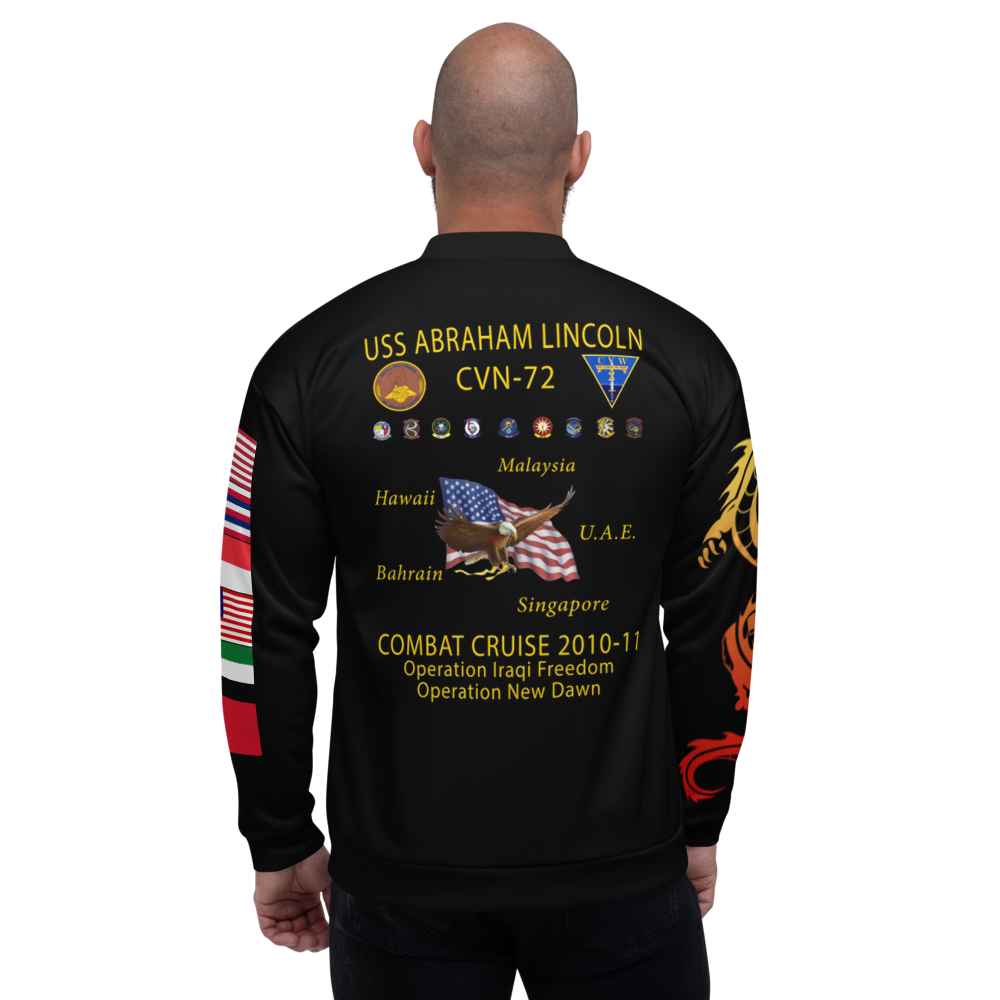 USS Abraham Lincoln (CVN-72) 2010-11 FP Cruise Jacket - WESTPAC Dragon – back view, white