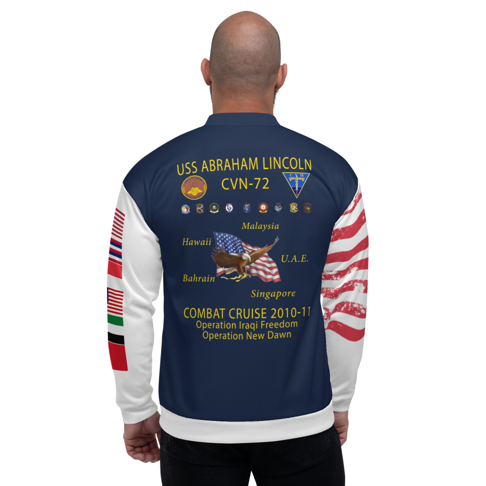 USS Abraham Lincoln (CVN-72) 2010-11 FP Cruise Jacket - All American – back view, white